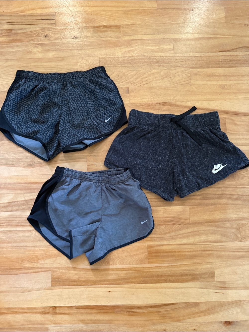 Nike Women’s Black and Charcoal Athletic Shorts Trio